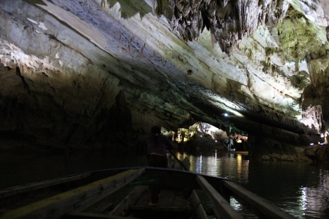 On the boat in Phong Nha Cave